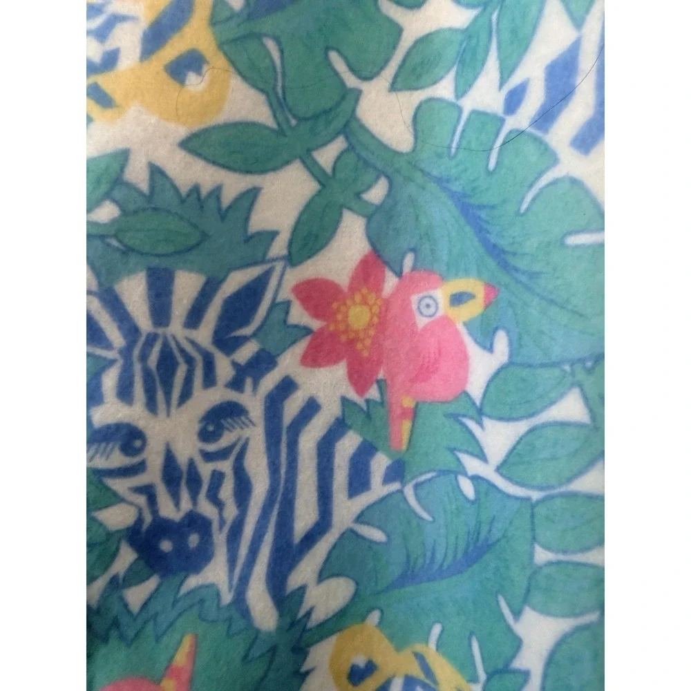 VTG Dr. Denton's Deadstock Baby blanket sleeper Zoo Word Wildlife Fdn 6M Fleece